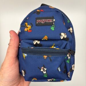Jansport Navy Disney Lil Break Mini Backpack 5.5” coinpurse with Characterd